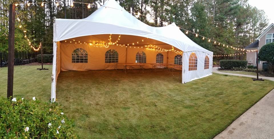 cafe lighting in a 20x40 tent